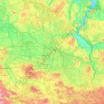 Brandenburg topographic map, elevation, terrain