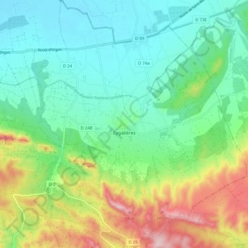 Eygalières topographic map, elevation, terrain