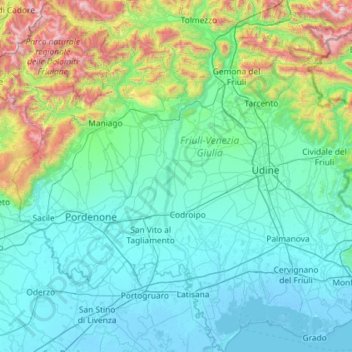 Tagliamento topographic map, elevation, terrain