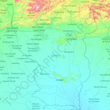 Estado Cojedes topographic map, elevation, terrain