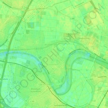 Ilvesheim topographic map, elevation, terrain