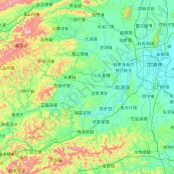 Changde topographic map, elevation, terrain