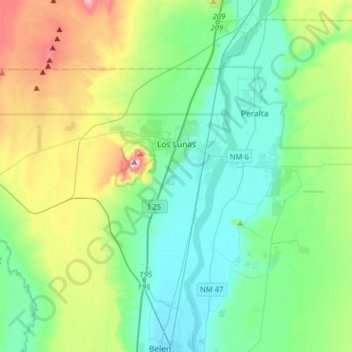 Los Lunas topographic map, elevation, terrain