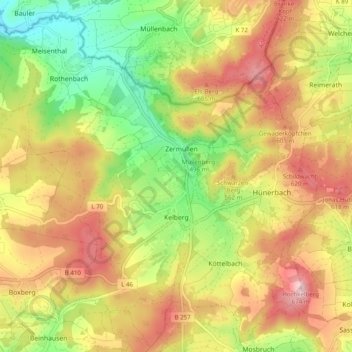 Kelberg topographic map, elevation, terrain