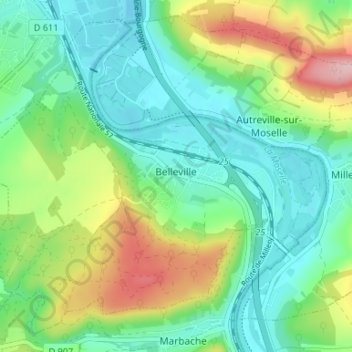 Belleville topographic map, elevation, terrain