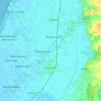 Dorum topographic map, elevation, terrain