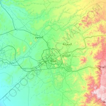 Makkah Al Mukarramah topographic map, elevation, terrain