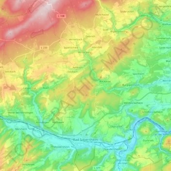 Bad Sobernheim topographic map, elevation, terrain