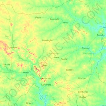 Sanmatenga topographic map, elevation, terrain