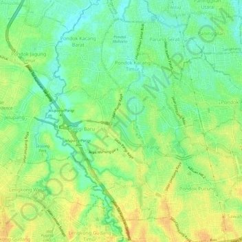 Pondok Aren topographic map, elevation, terrain