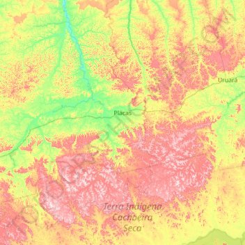 Placas topographic map, elevation, terrain