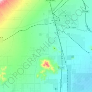 Mojave topographic map, elevation, terrain