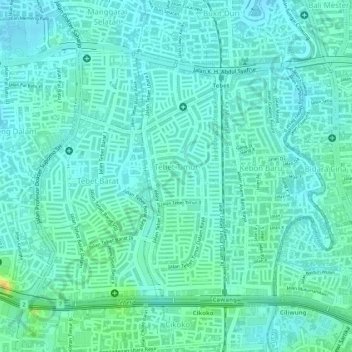 Tebet Timur topographic map, elevation, terrain