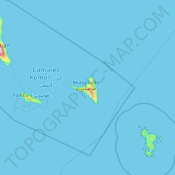 Comoro Islands topographic map, elevation, terrain