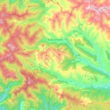 Murias de Paredes topographic map, elevation, terrain