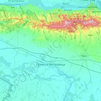 Град Сремска Митровица topographic map, elevation, terrain