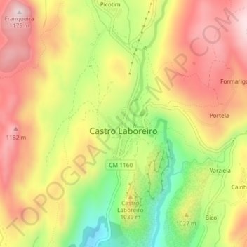 Castro Laboreiro topographic map, elevation, terrain