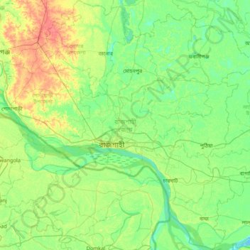Rajshahi district topographic map, elevation, terrain