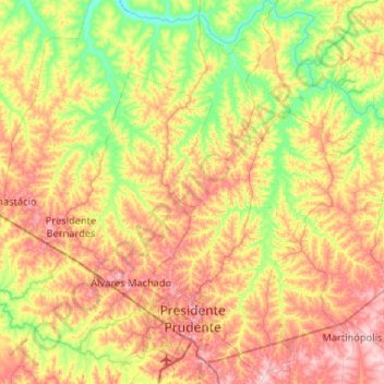Presidente Prudente topographic map, elevation, terrain
