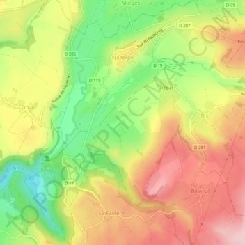 Nozeroy topographic map, elevation, terrain