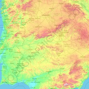 Tajo topographic map, elevation, terrain