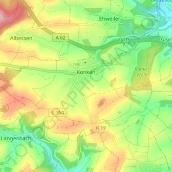 Konken topographic map, elevation, terrain