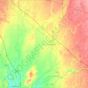 Shelby County topographic map, elevation, terrain