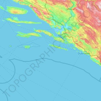 Dubrovnik-Neretva County topographic map, elevation, terrain