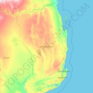 Inhambane topographic map, elevation, terrain