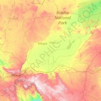 Mbeya topographic map, elevation, terrain