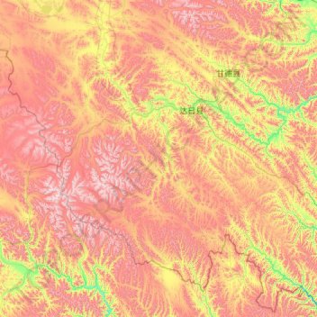 Darlag County topographic map, elevation, terrain