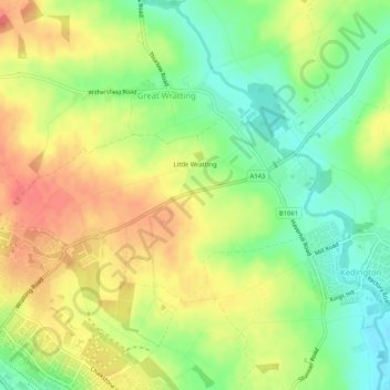 Little Wratting topographic map, elevation, terrain