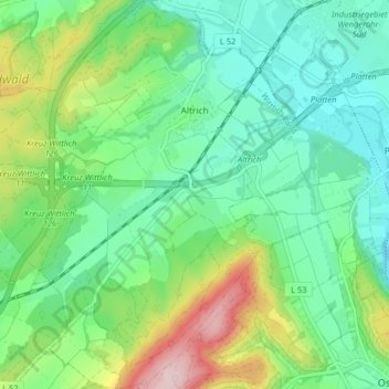 Altrich topographic map, elevation, terrain