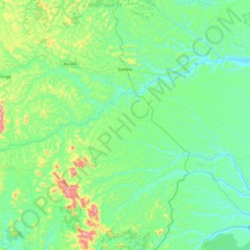 Itabela topographic map, elevation, terrain