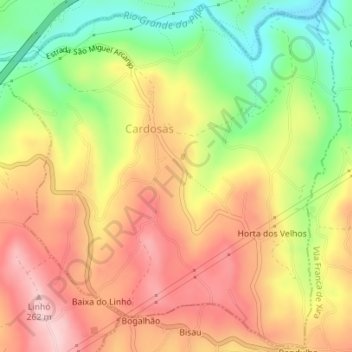 Cardosas topographic map, elevation, terrain