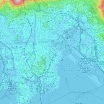九龍城區 Kowloon City District topographic map, elevation, terrain