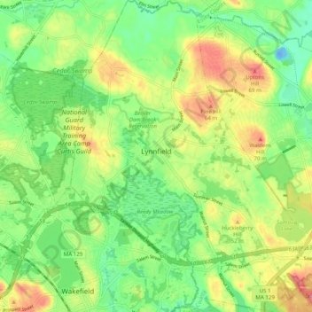 Lynnfield topographic map, elevation, terrain