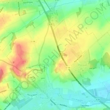 Clarques topographic map, elevation, terrain