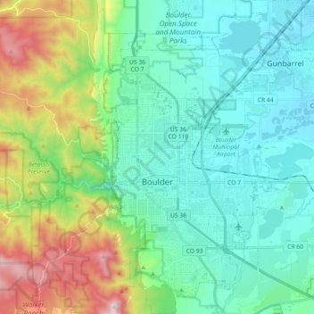 Boulder topographic map, elevation, terrain