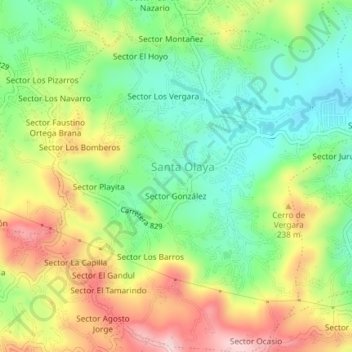 Santa Olaya topographic map, elevation, terrain