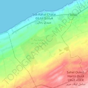 Sidi Rahal Chatai topographic map, elevation, terrain