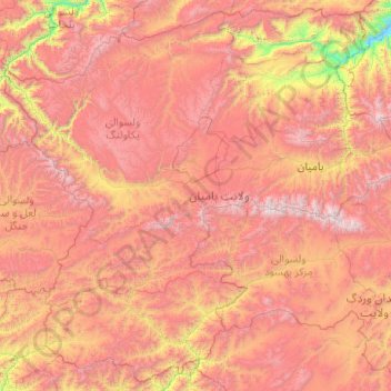 Bamyan topographic map, elevation, terrain