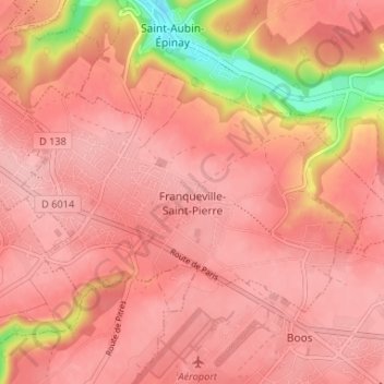 Franqueville-Saint-Pierre topographic map, elevation, terrain