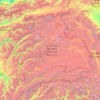Gorno-Badakhshan Autonomous Region topographic map, elevation, terrain
