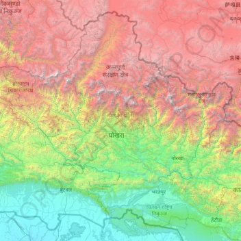Western Development Region topographic map, elevation, terrain