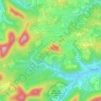 Gossersweiler-Stein topographic map, elevation, terrain