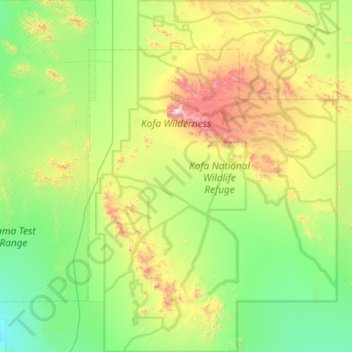 Kofa Wilderness Area topographic map, elevation, terrain