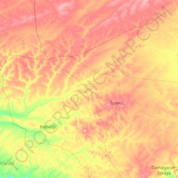 Tanout topographic map, elevation, terrain