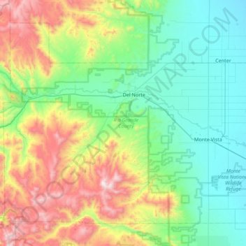 Rio Grande County topographic map, elevation, terrain