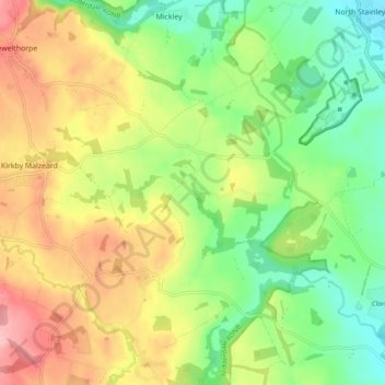 Azerley topographic map, elevation, terrain